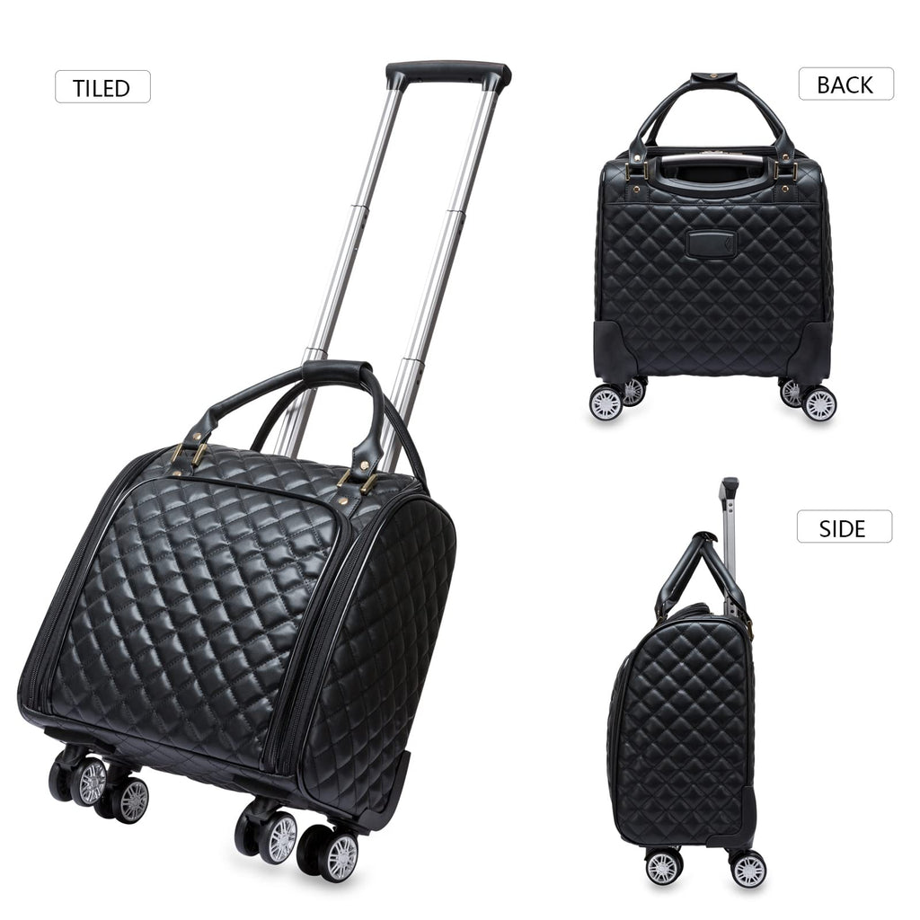 Leather Expandable Spinner Underseat Carry On Luggage U457552