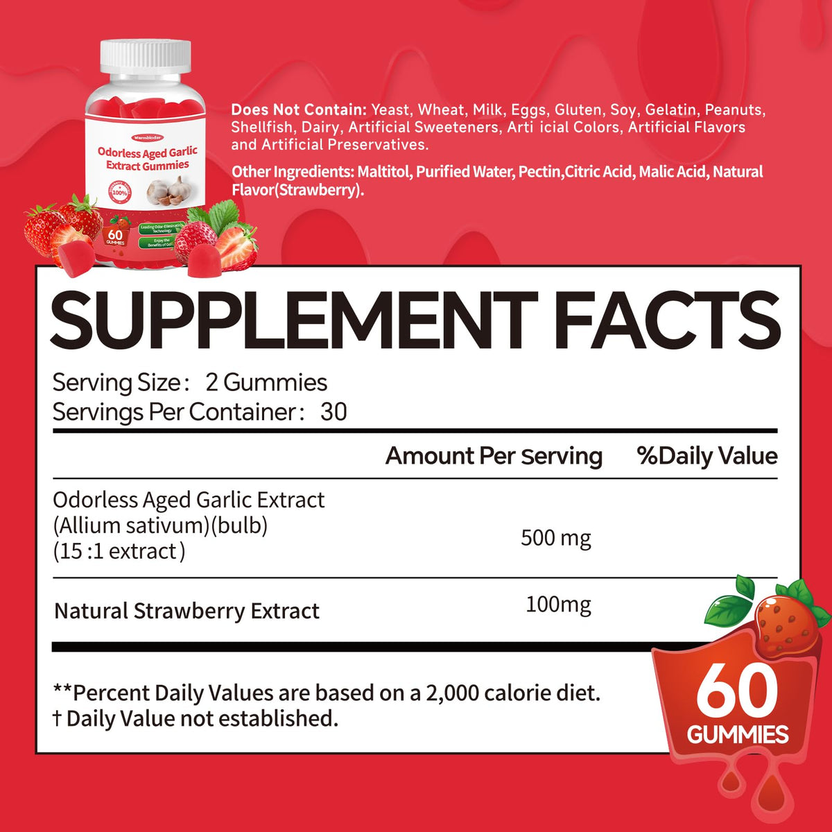Aged Garlic Extract Gummies Strawberry Flavor R80693