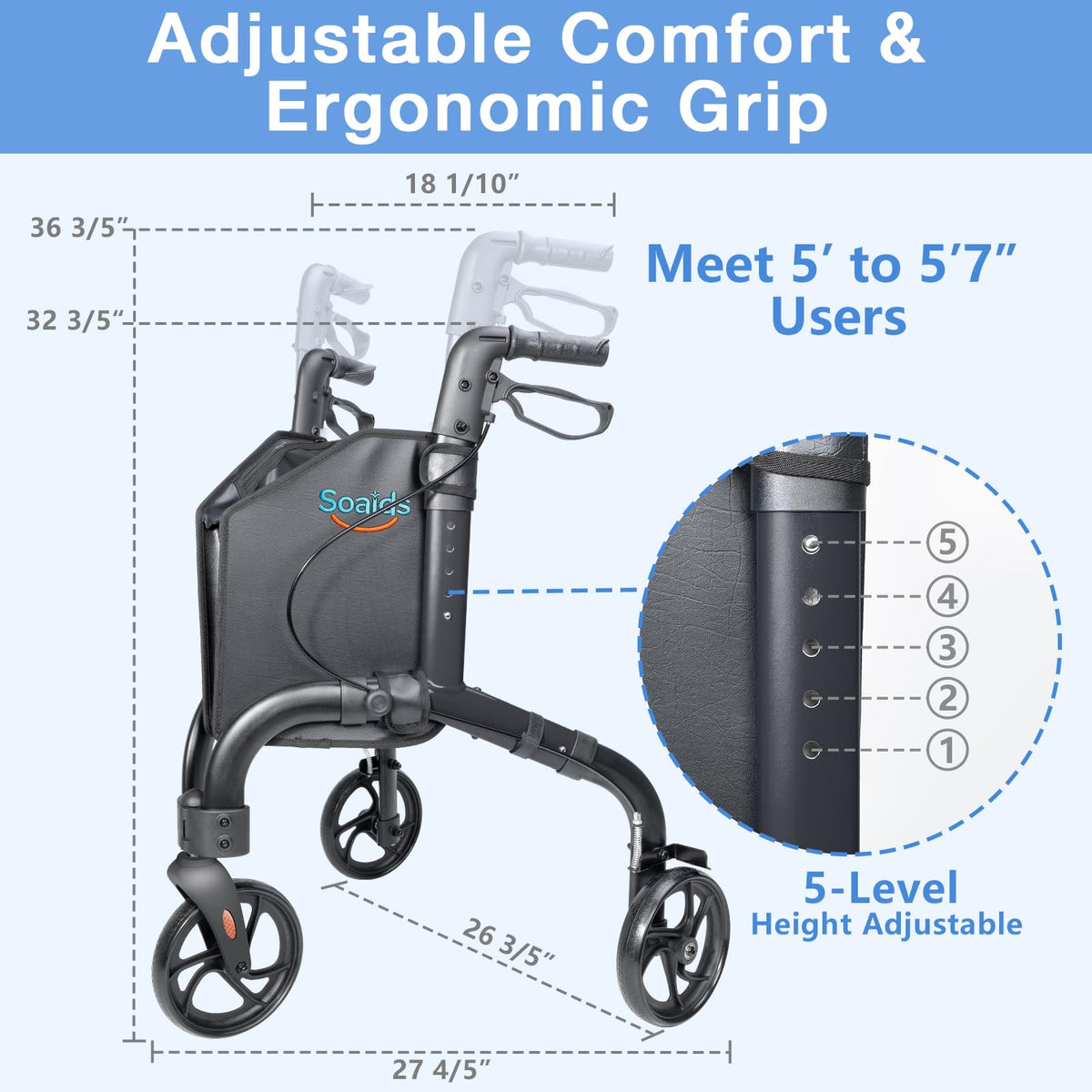 Lightweight Foldable 3 Wheel Walker V7490