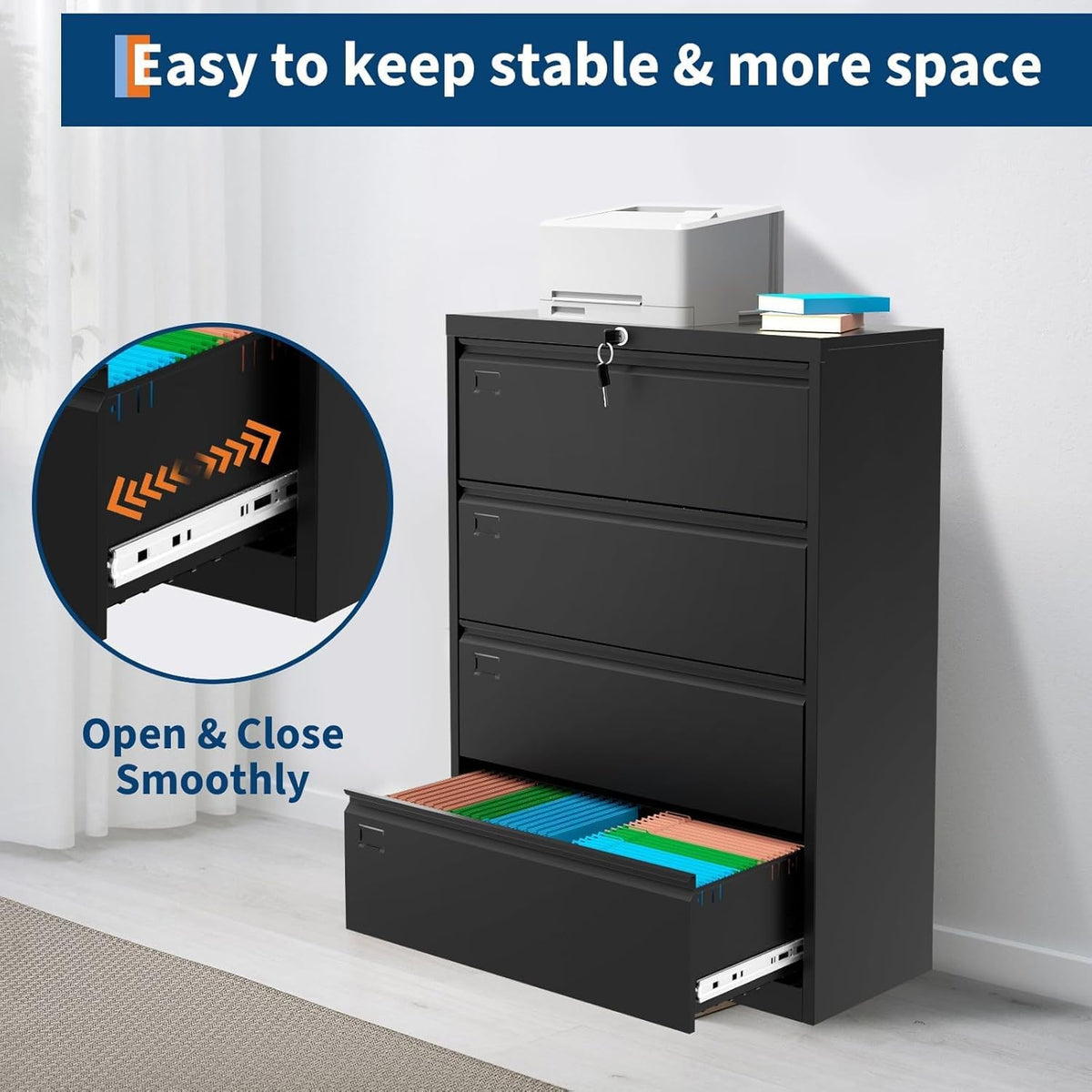 4 Drawer Metal File Cabinet with Lock O188797