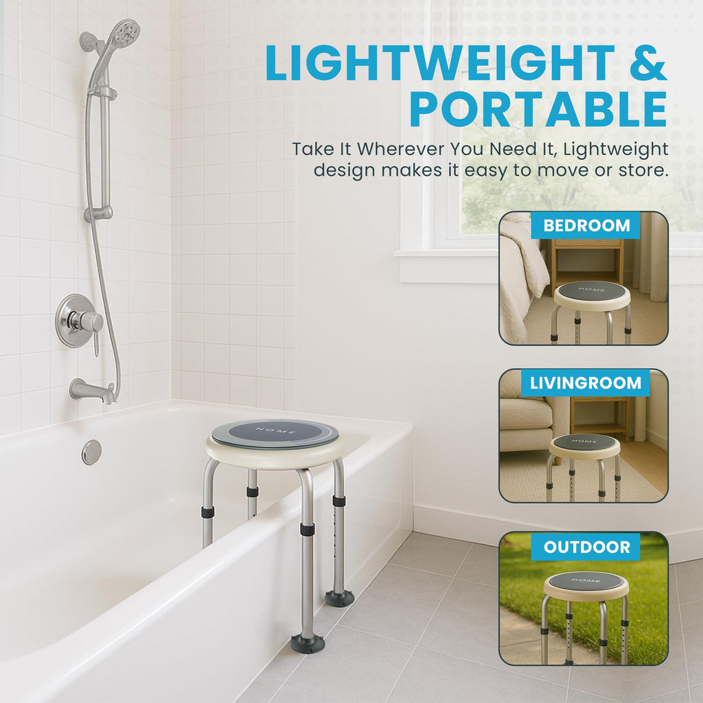 Adjustable Swivel Shower Stool with Non-Slip Feet K881967