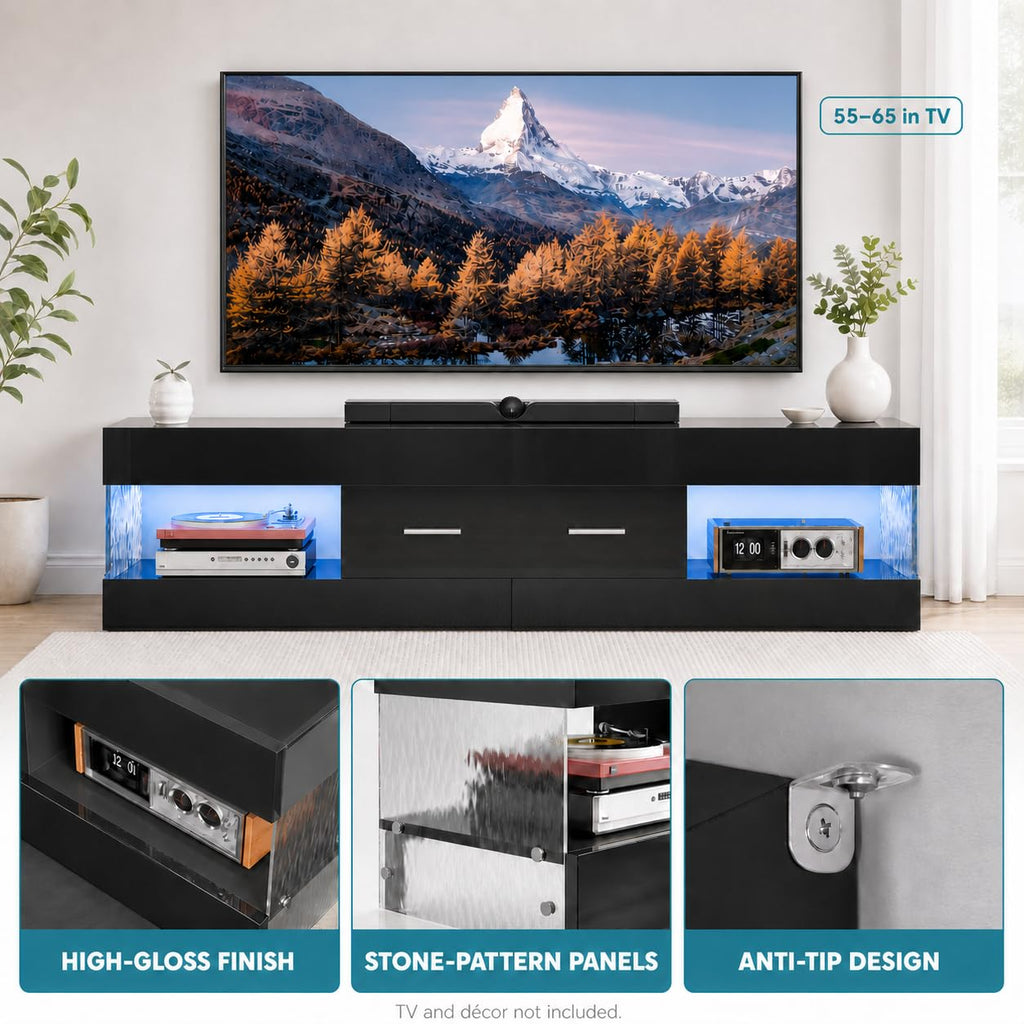 Black 60 Inch TV Stand with Drawer I26184