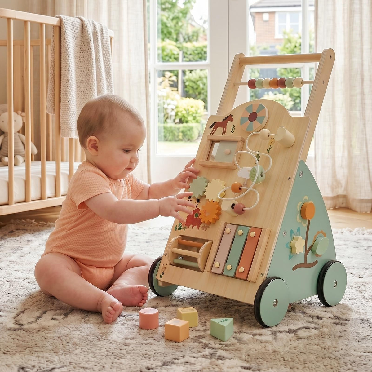 Wooden Baby Walker with Activity Center D79102