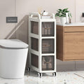 7.87" Wide Slim Bathroom Storage with Drawers and Wheels S66163