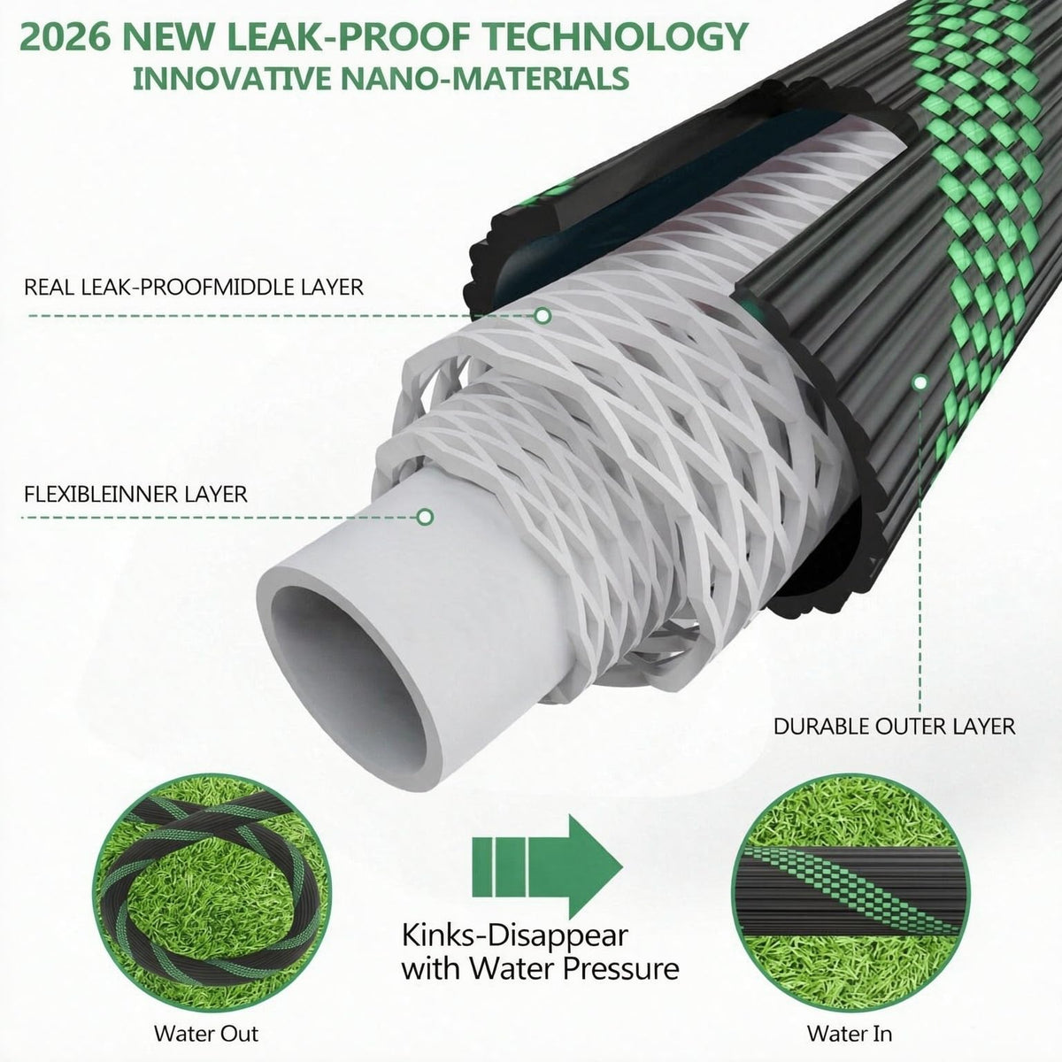 100FT Garden Hose with 10-Pattern Nozzle X144