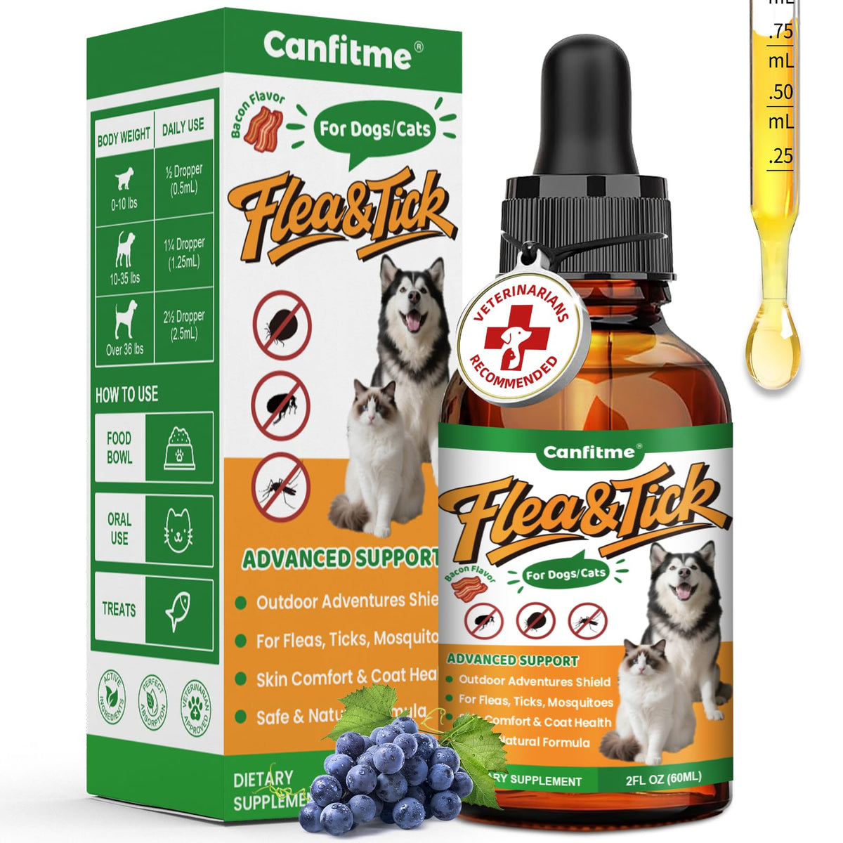 Flea and Tick Prevention Liquid Drops with Multivitamin R161438