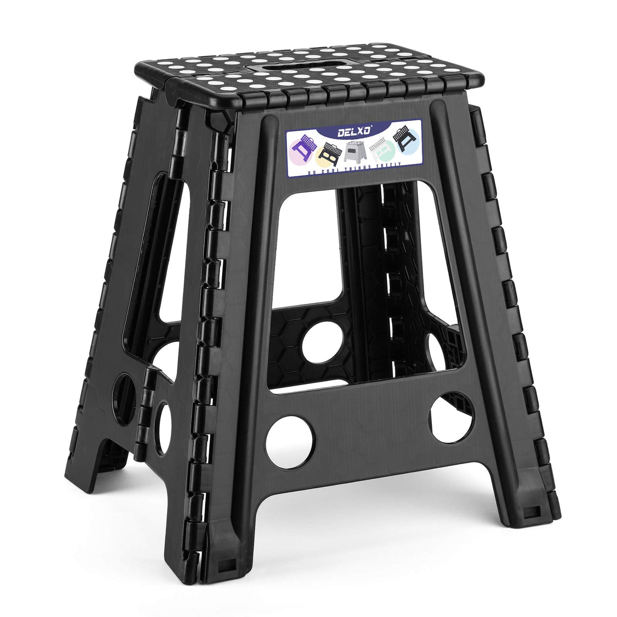 Black 1 Pack Folding Plastic Step Stool W532
