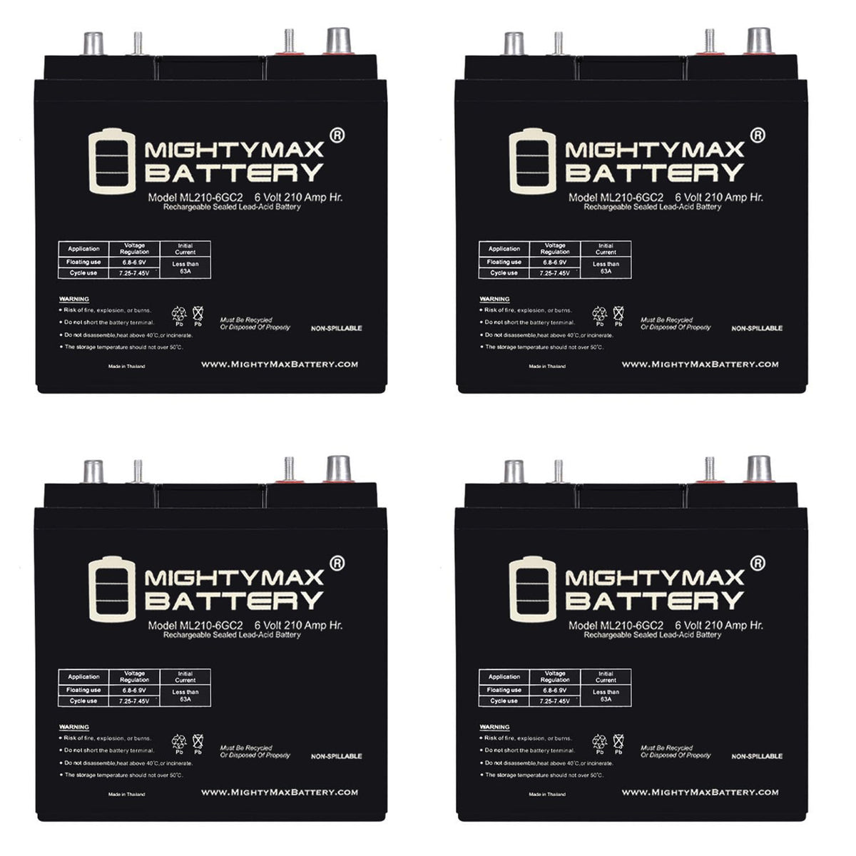 6V 210AH Deep Cycle AGM Battery 4 Pack O894701