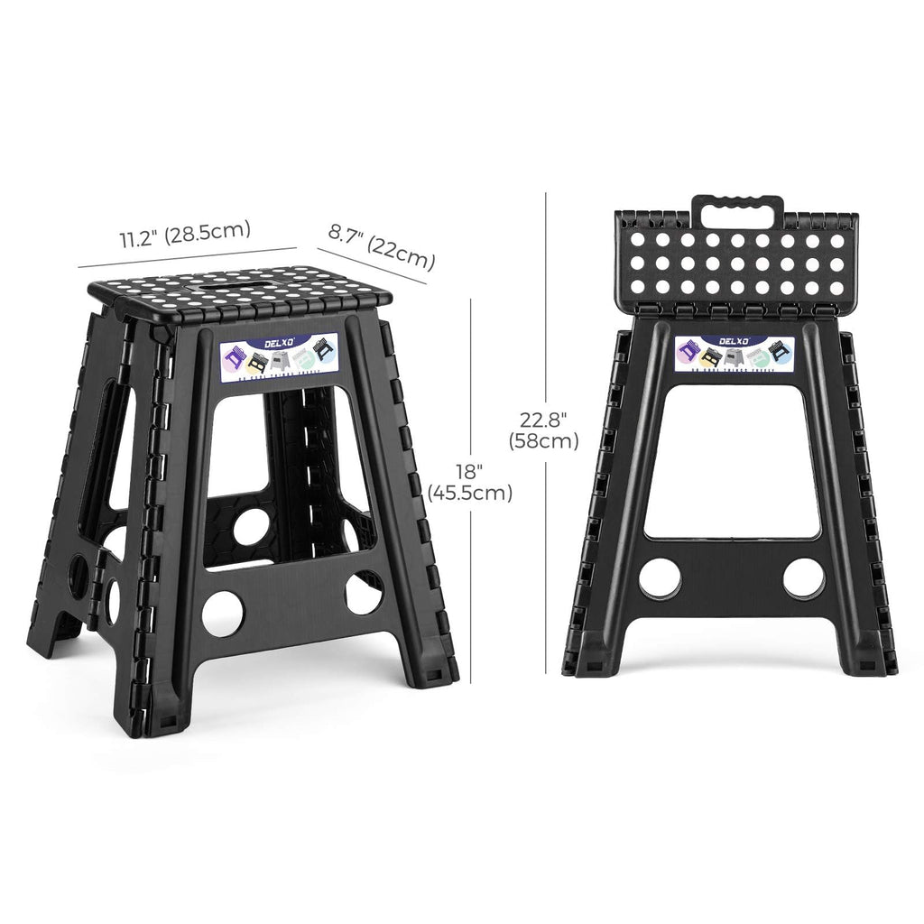 Black 1 Pack Folding Plastic Step Stool W532
