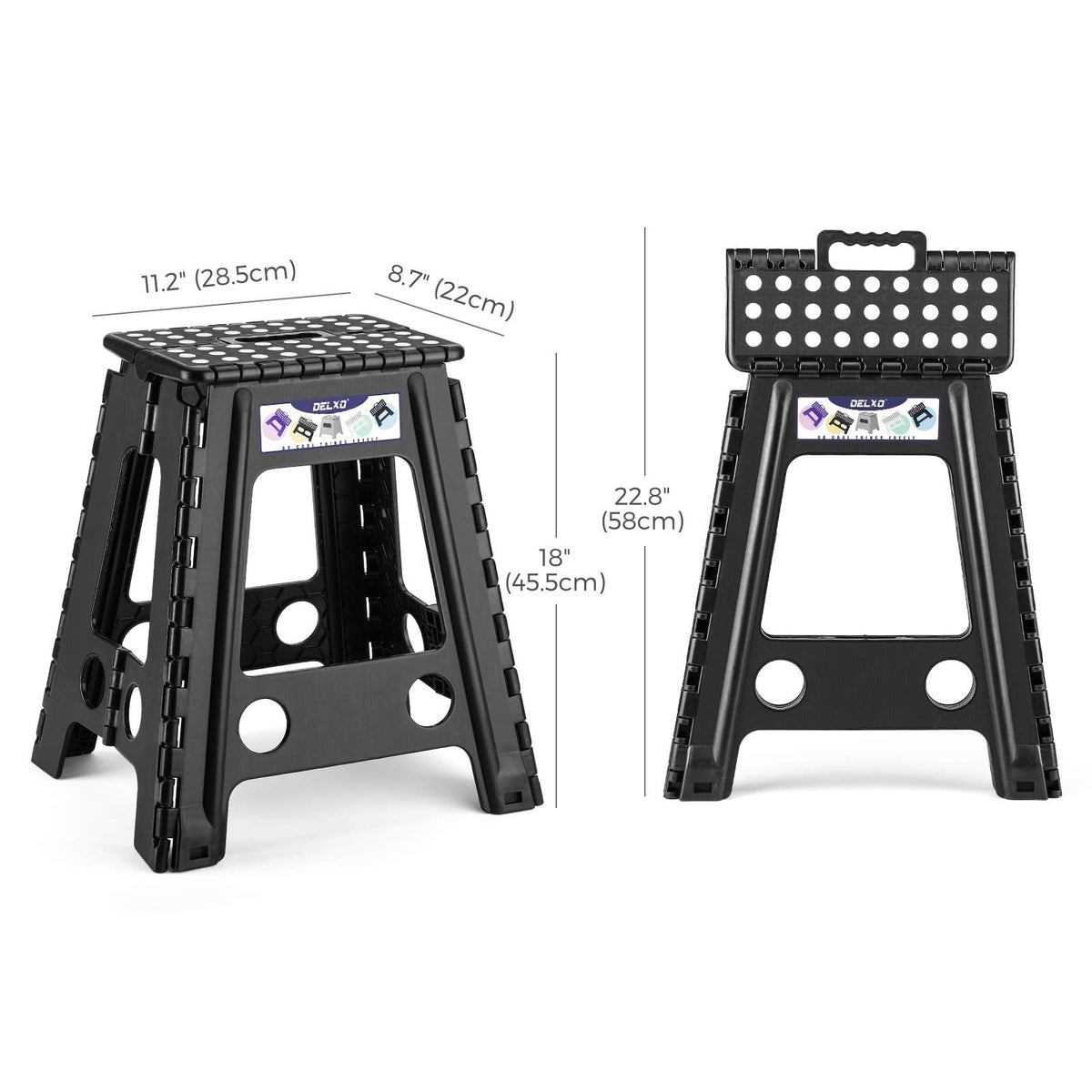 Black 1 Pack Folding Plastic Step Stool W532