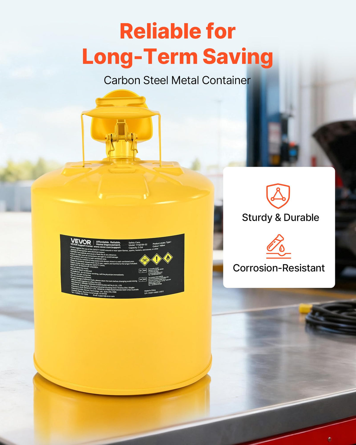 5 Gallon Type I Yellow Metal Container with Flame Arrester Z482