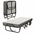 Folding Bed with Mattress, 75" x 31" Portable Rollaway Bed, Metal Frame Guest Bed with Memory Foam Mattress G756