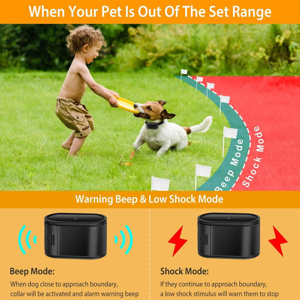 Underground Electric Dog Fence, In-Ground Pet Containment System, Waterproof Training Collar F79892
