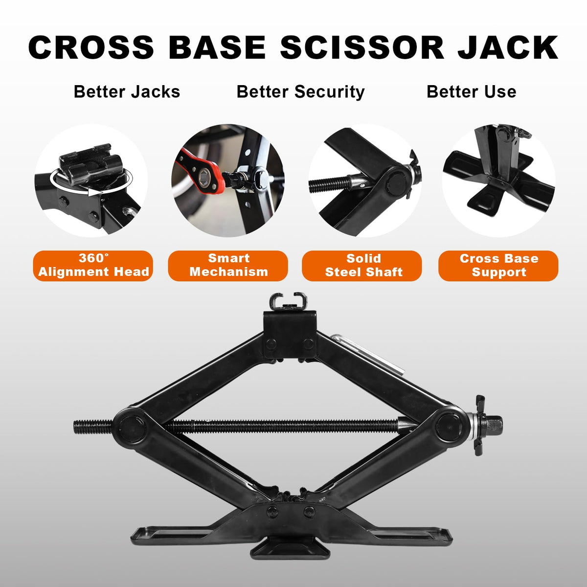 Steel 1.5 Ton Scissor Jack with Ratchet Wrench L549