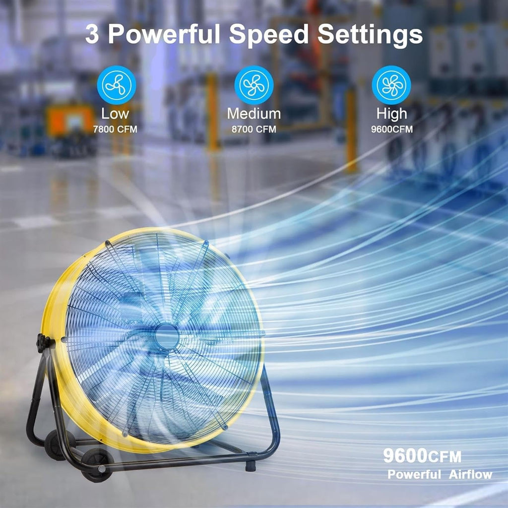 Heavy Duty 3-Speed 20in Floor Drum Fan H9365