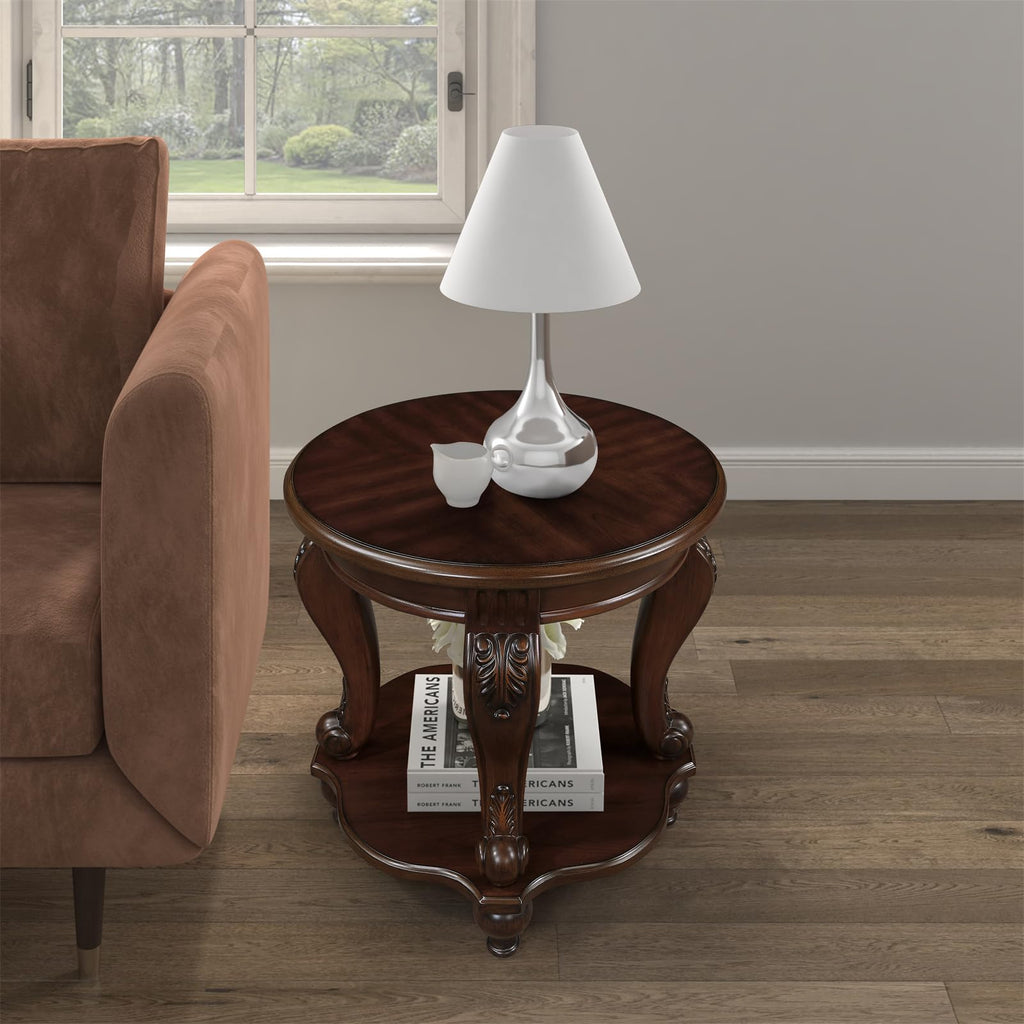 2 Tier Round Wood End Table F7662