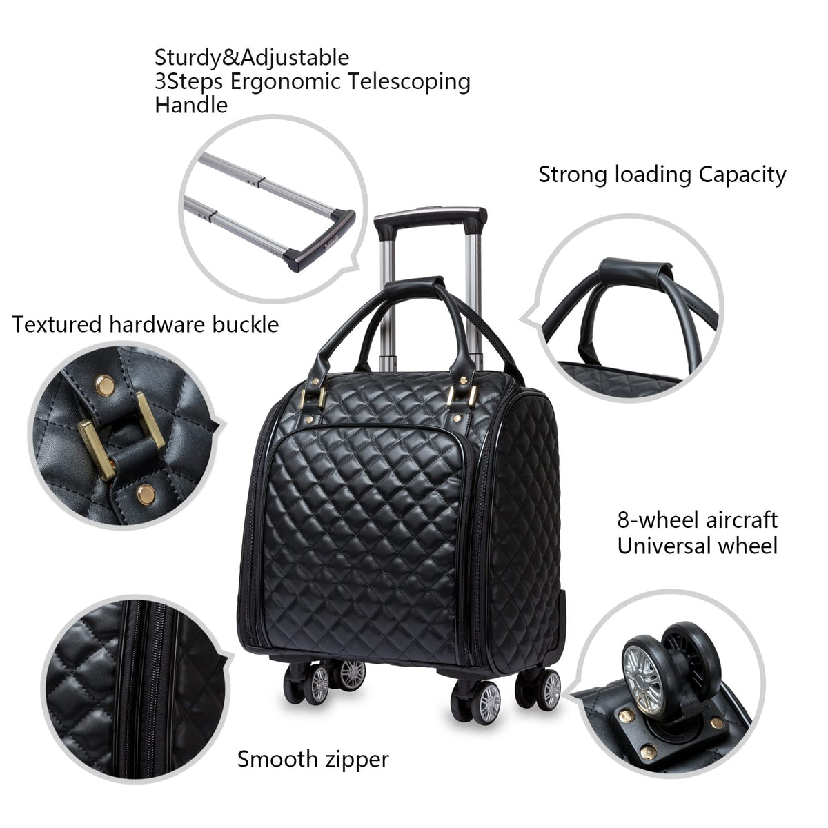 Leather Expandable Spinner Underseat Carry On Luggage U457552