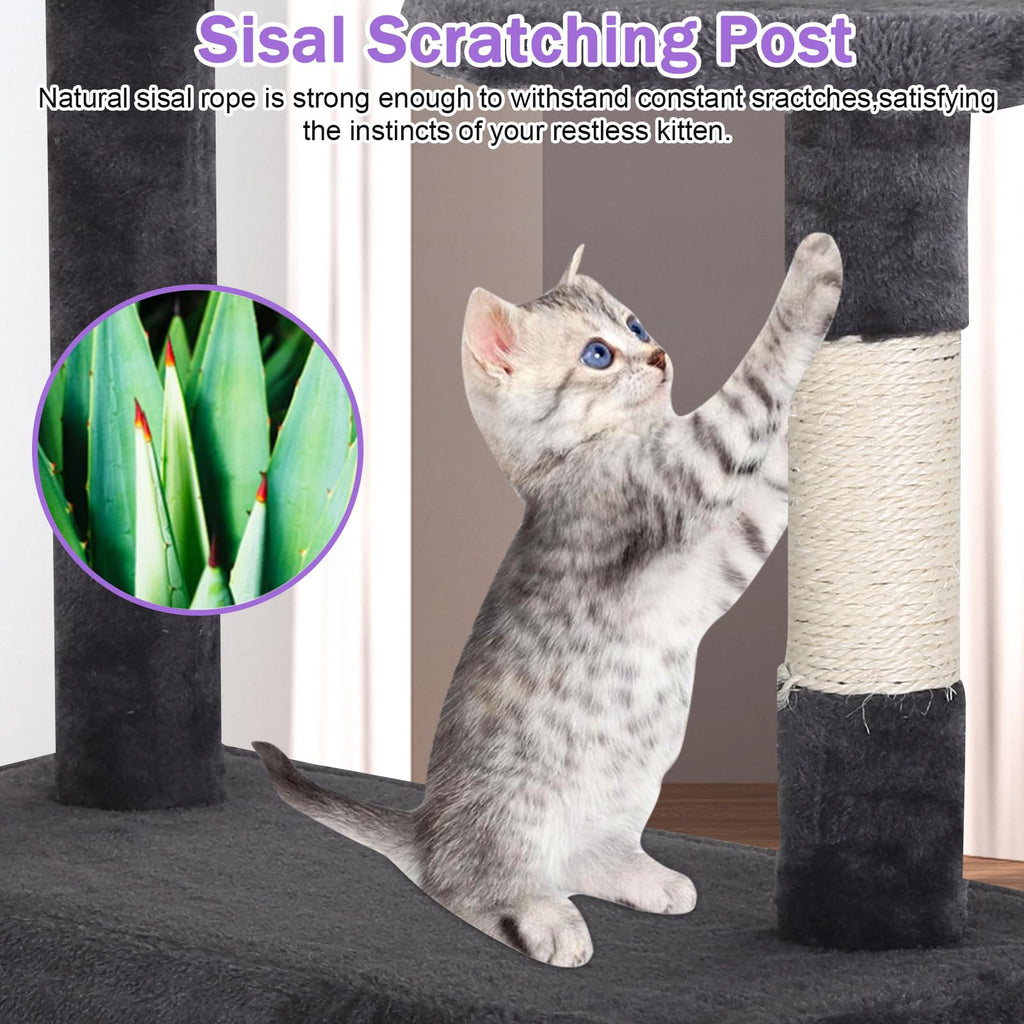 70 Inch Tall Dark Grey Cat Tree Cat Climbing Tower G103