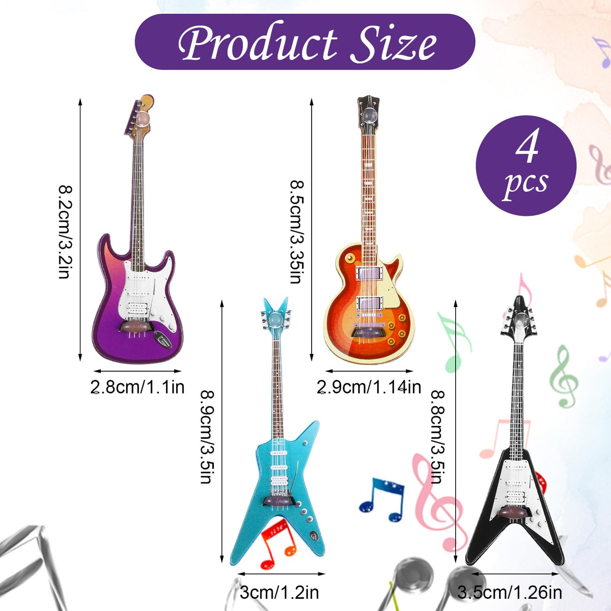 1:12 Scale Miniature Electric Guitar & Bass Guitar Ornament E24486