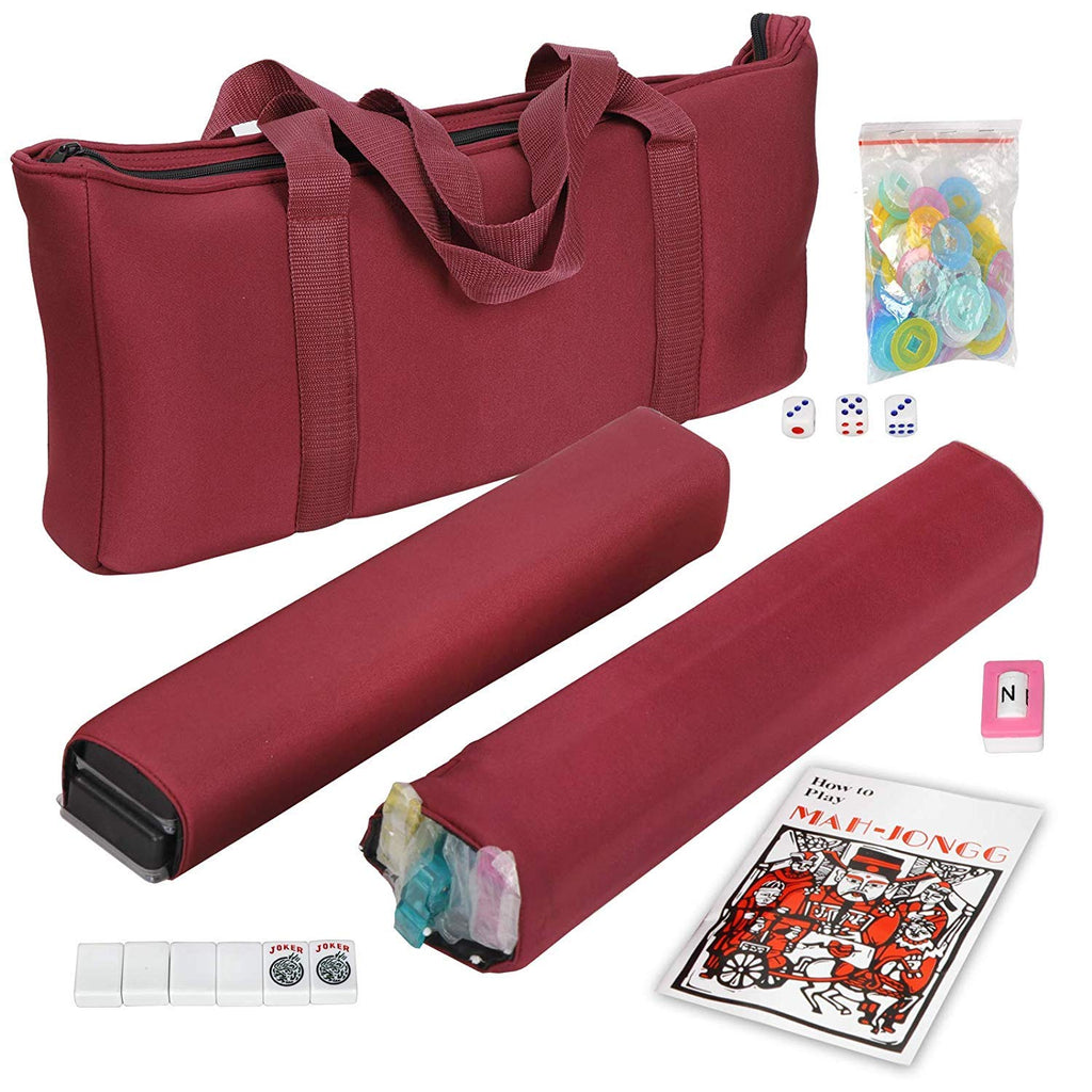 166 White Engraved Tiles Mahjong Set with Soft Bag N70909