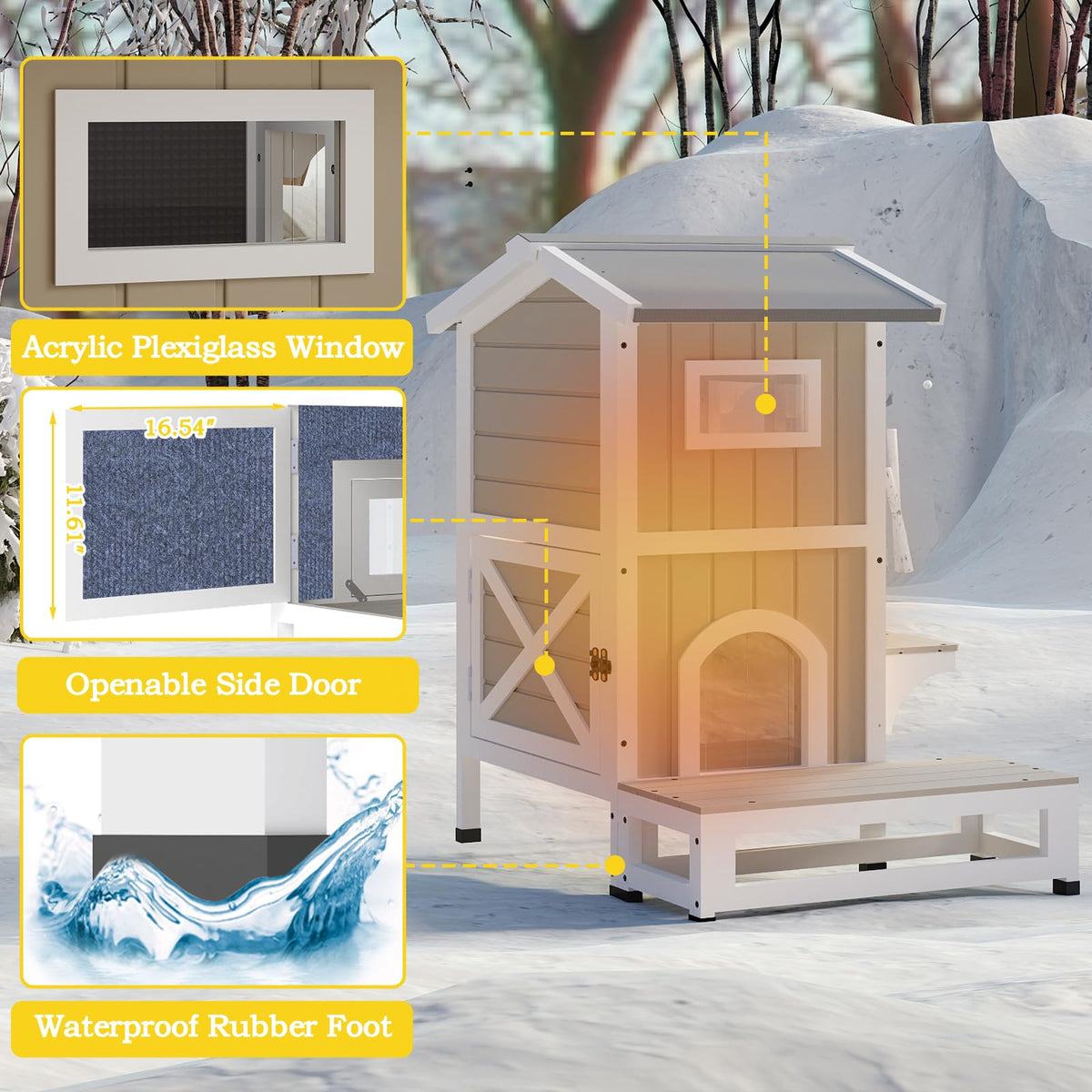 2-Story Insulated Outdoor Cat House S429876