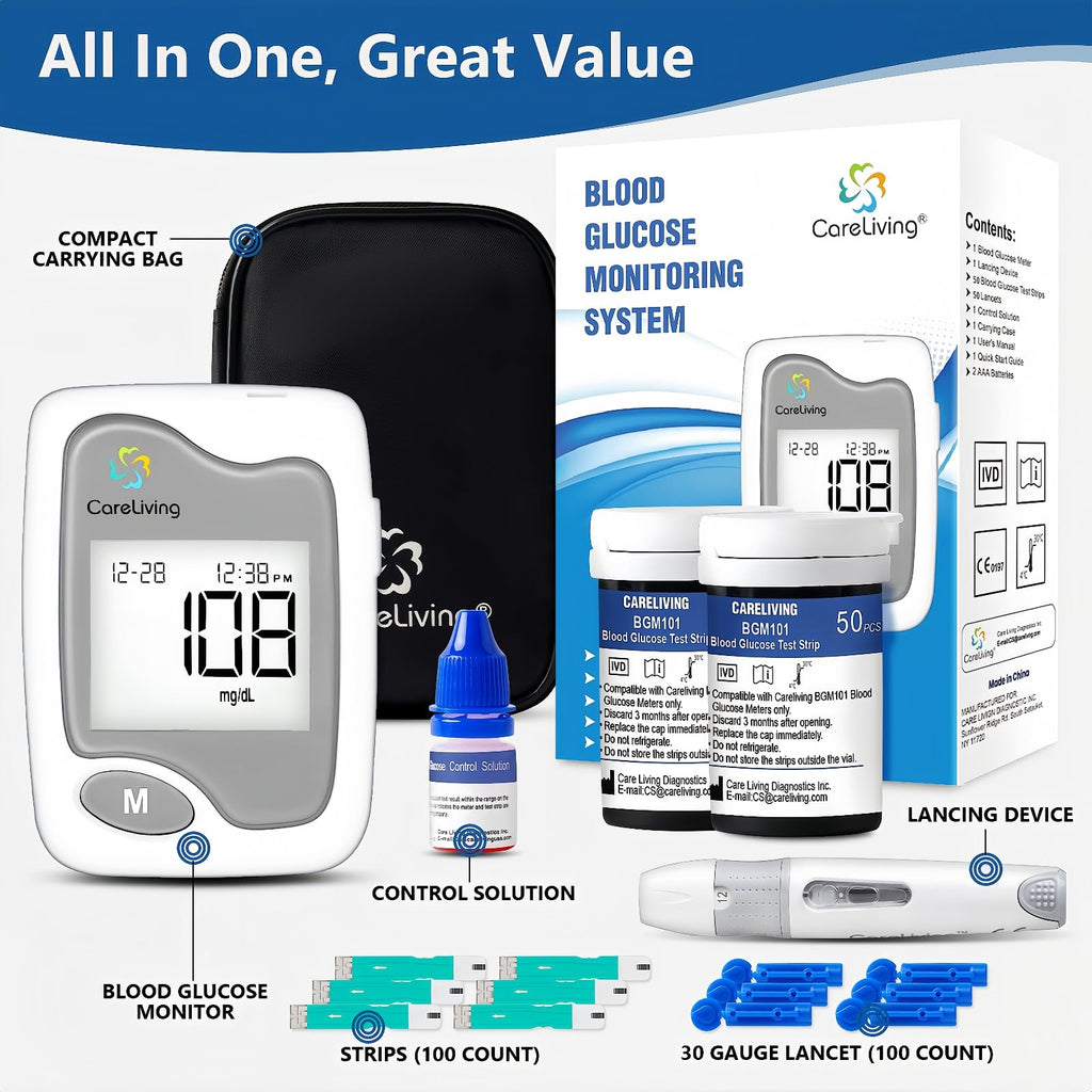 Blood Glucose Monitor Kit with 100 Test Strips and 100 Lancets N584522