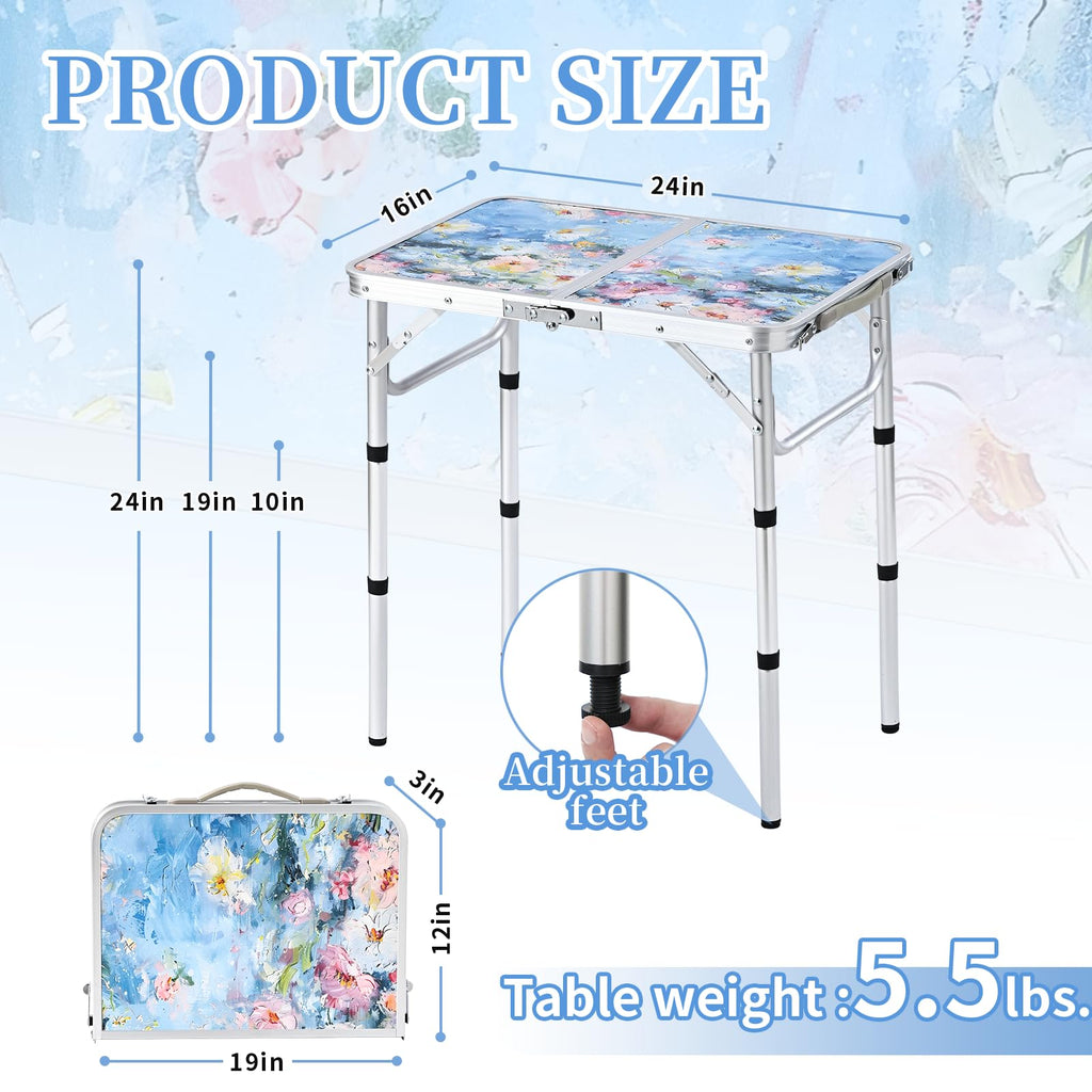 Portable 3 Adjustable Height Folding Outdoor Side Table Z451
