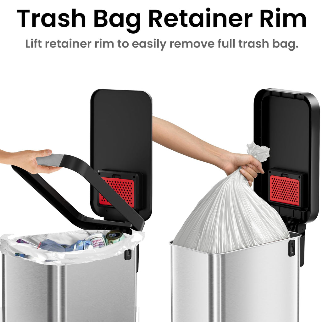 13.2 Gal / 50L Slim Step Pedal Kitchen Trash Can N7427