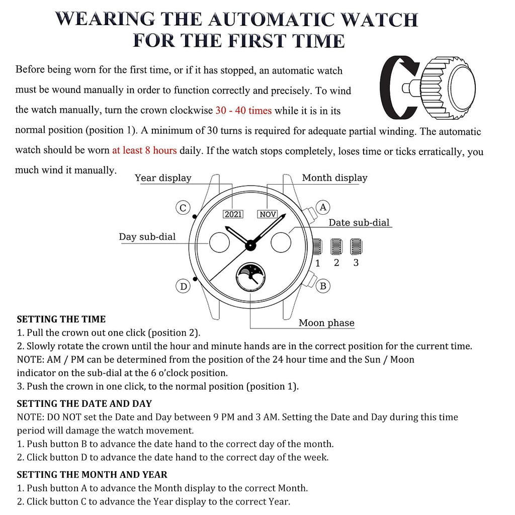 Automatic Mechanical Waterproof Stainless Steel Wrist Watch N634