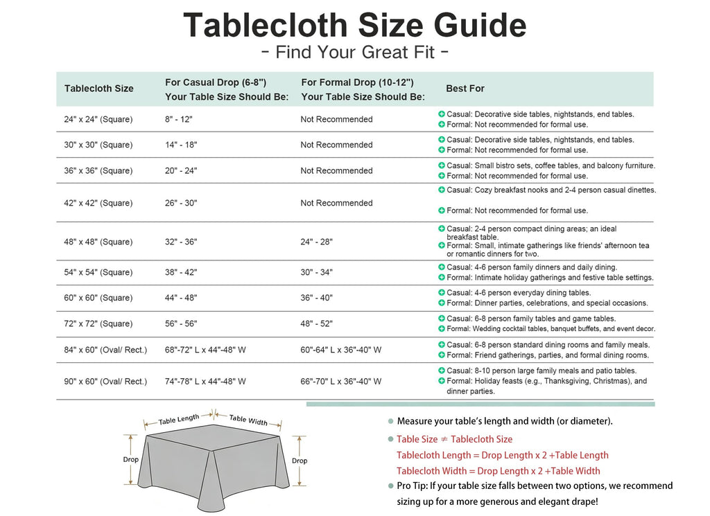 2 Pack 30x30 Inch Washable Tablecloth S787645