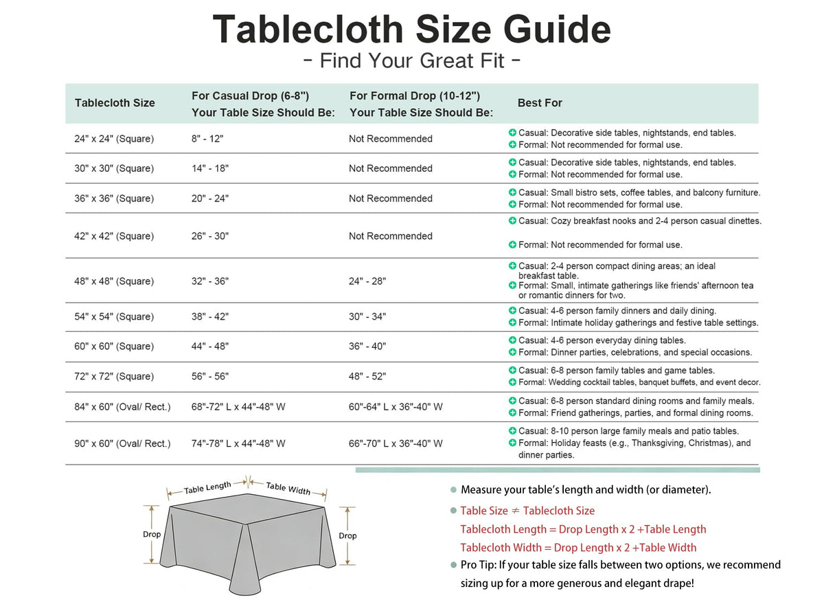 2 Pack 30x30 Inch Washable Tablecloth S787645