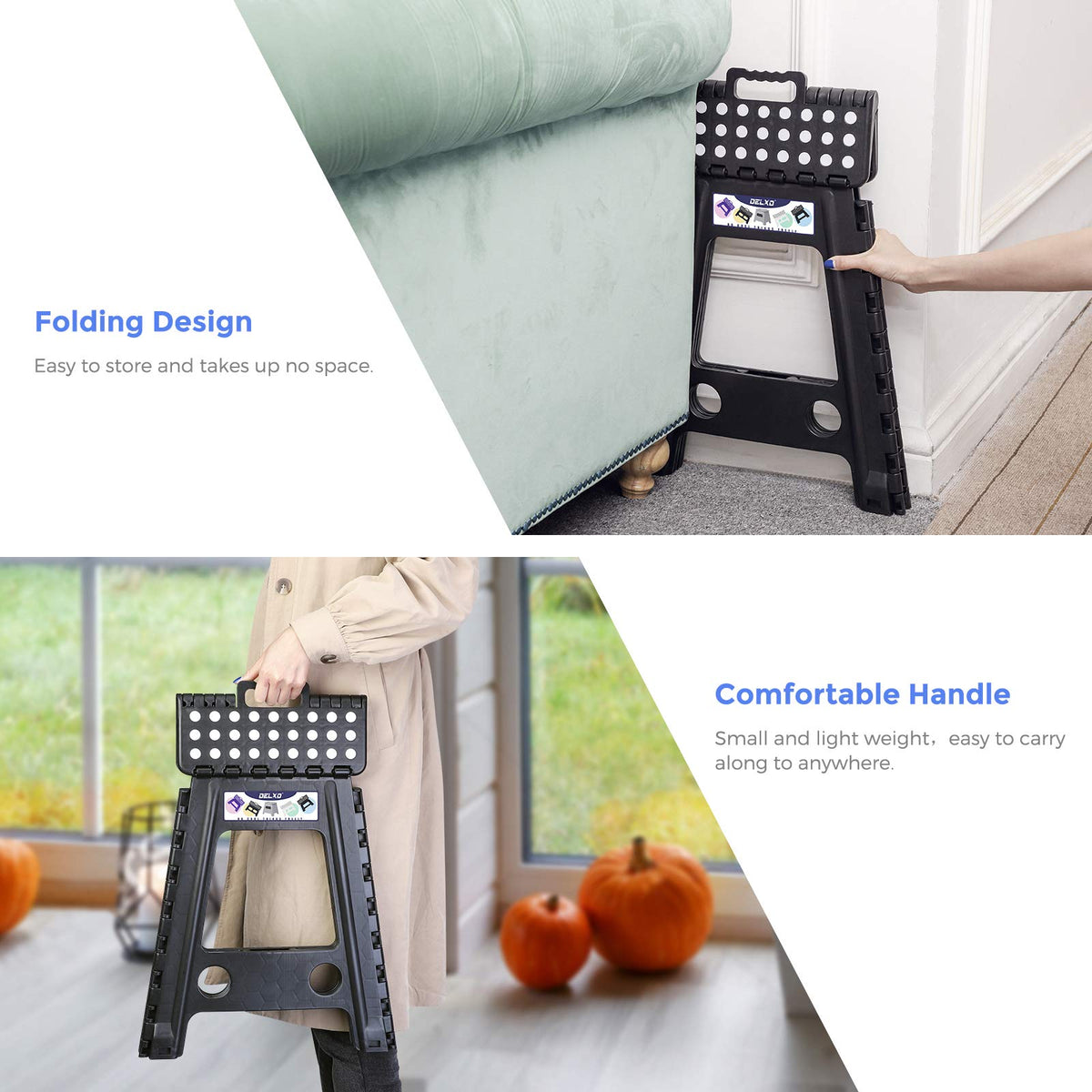 Black 1 Pack Folding Plastic Step Stool W532