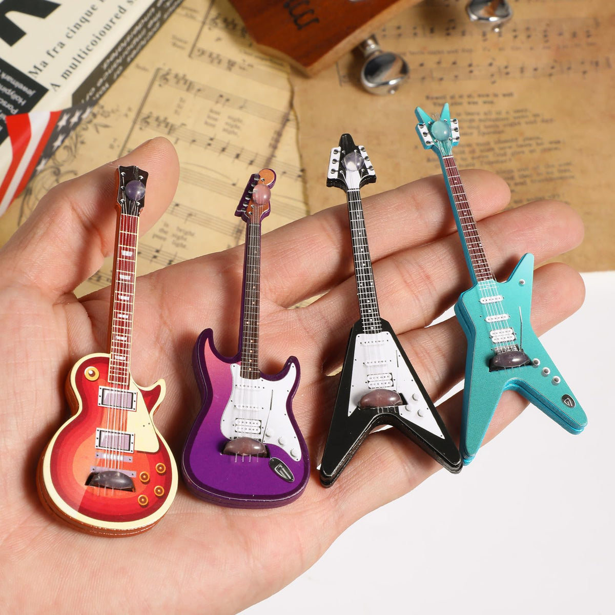 1:12 Scale Miniature Electric Guitar & Bass Guitar Ornament E24486