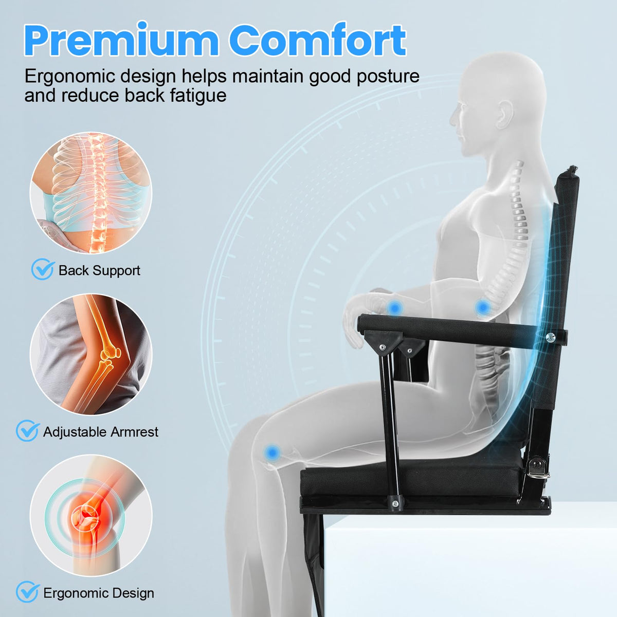 2 Pcs Folding Stadium Seat with Cup Holder F221