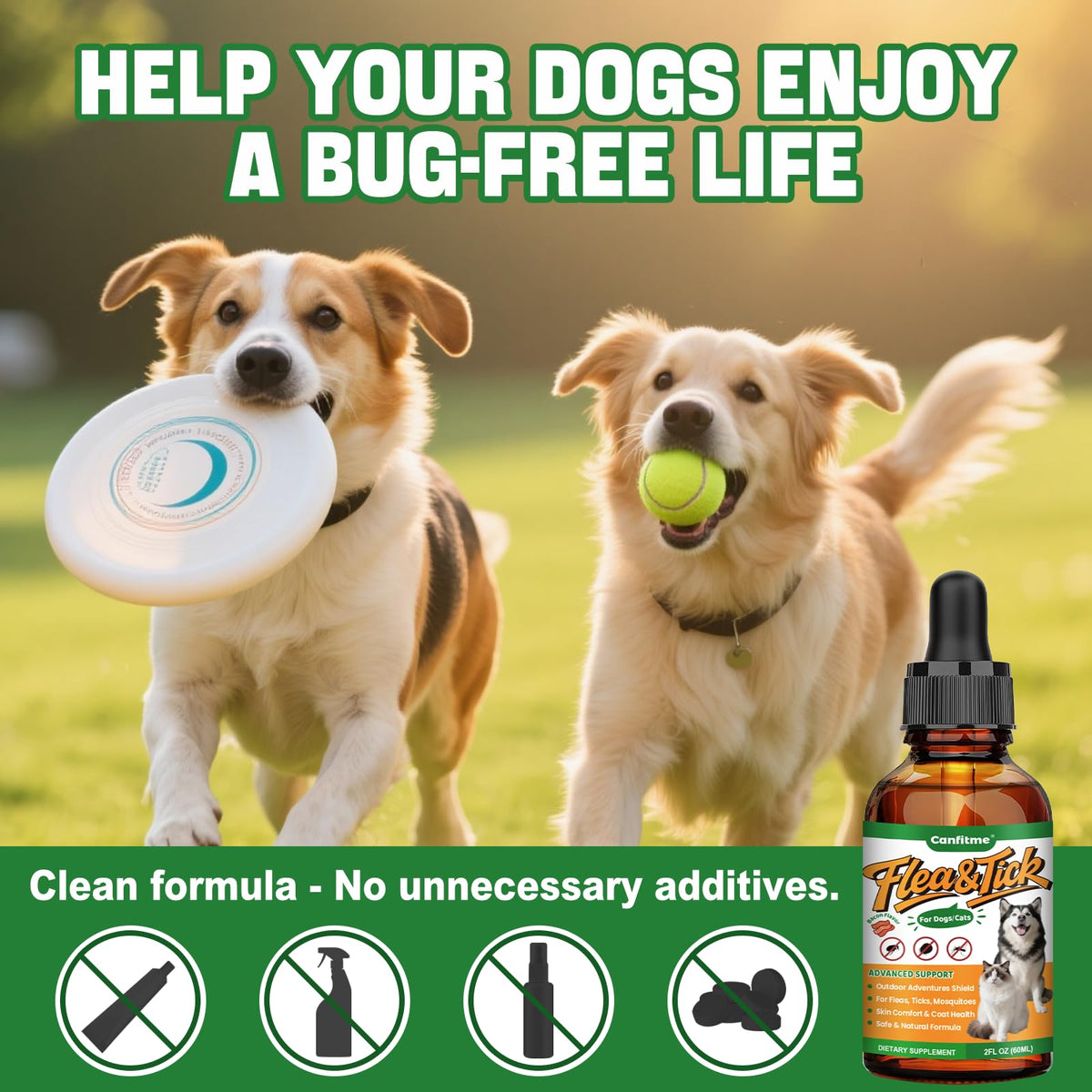 Flea and Tick Prevention Liquid Drops with Multivitamin R161438