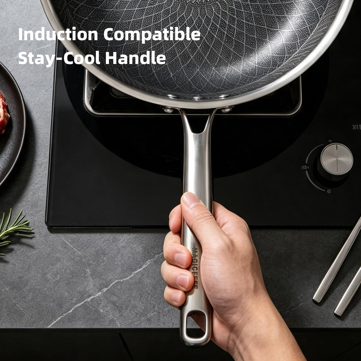 3-Piece Nonstick Stainless Steel Skillet Set with Glass Lids S348794