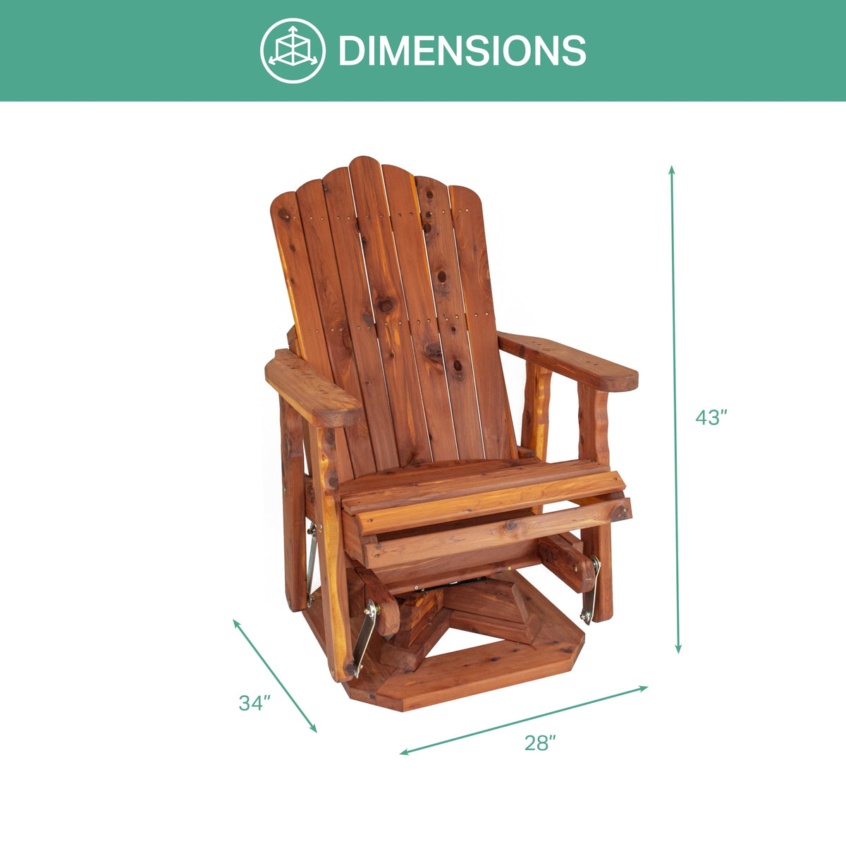 23" Cedar Adirondack Swivel Glider H1395