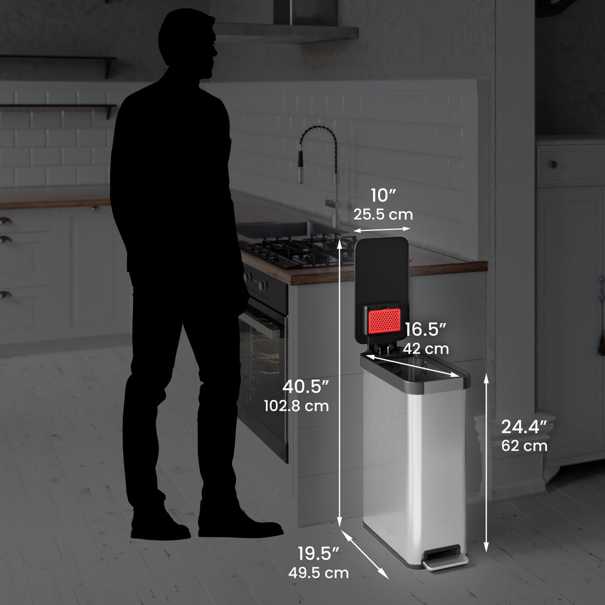 13.2 Gal / 50L Slim Step Pedal Kitchen Trash Can N7427