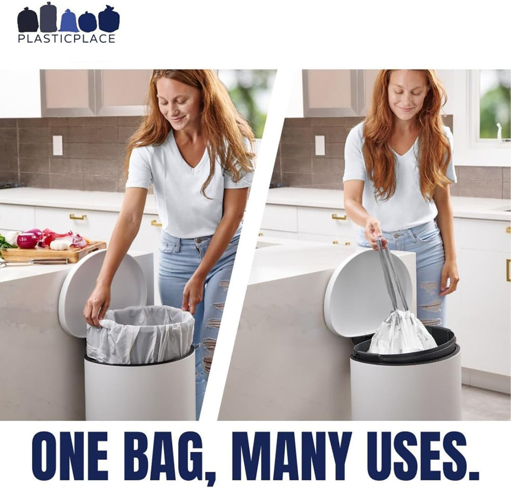 White Drawstring Trash Bags 13-16 Gallon 200 Count J569