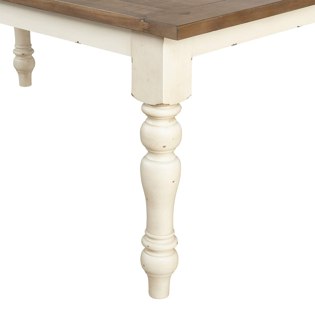 Antique White Two-Tone Oak Wood Dining Bench X2030