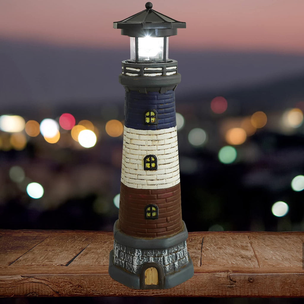 Solar Lighthouse Garden Lights Outdoor Waterproof Resin Statue Lamp L3943