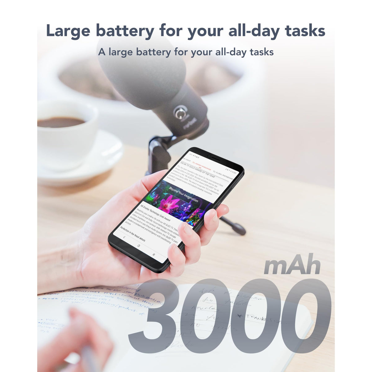 Unlocked Smartphone with 6.0" HD+ Display, 3+32GB, 3000mAh Battery, Android 13, Space Black O56142