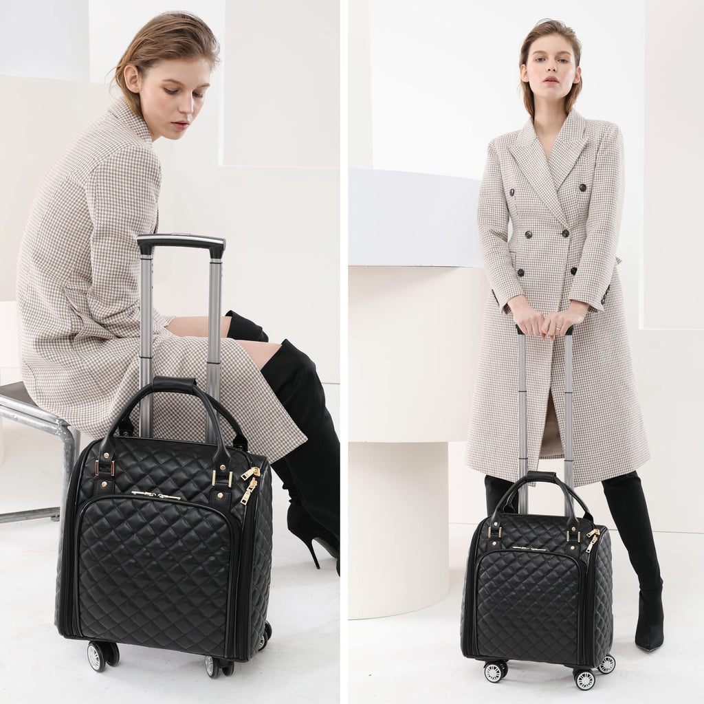 Leather Expandable Spinner Underseat Carry On Luggage U457552