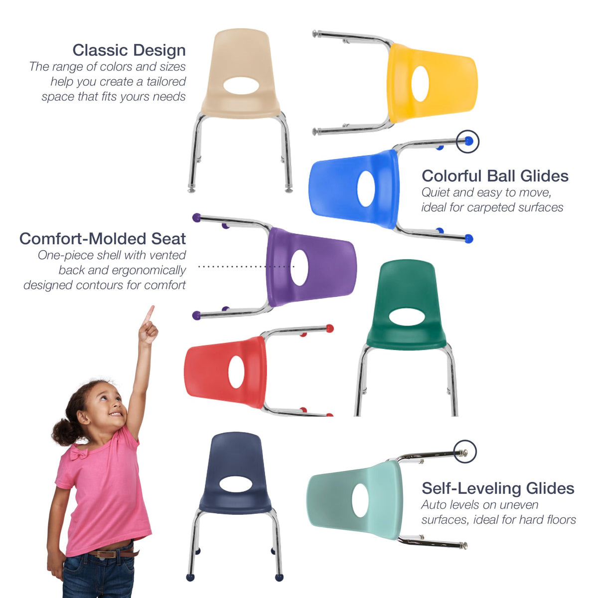 16" Light Gray School Stack Chair 2-Pack J629790