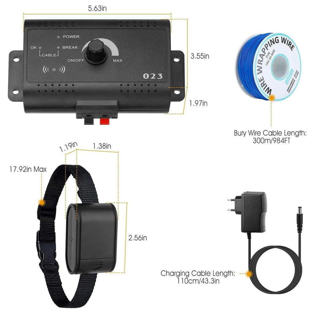 Underground Electric Dog Fence, In-Ground Pet Containment System, Waterproof Training Collar F79892