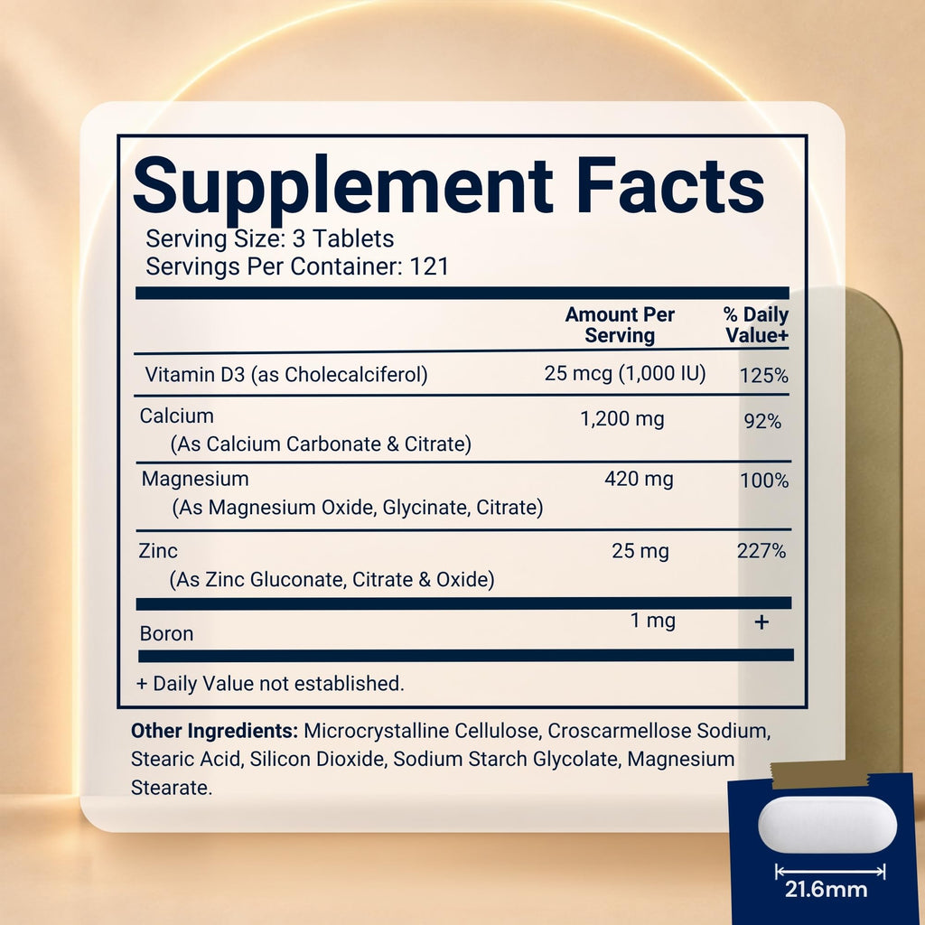 Calcium Magnesium Zinc D3 Boron 365 Coated Tablets Supplement R8738
