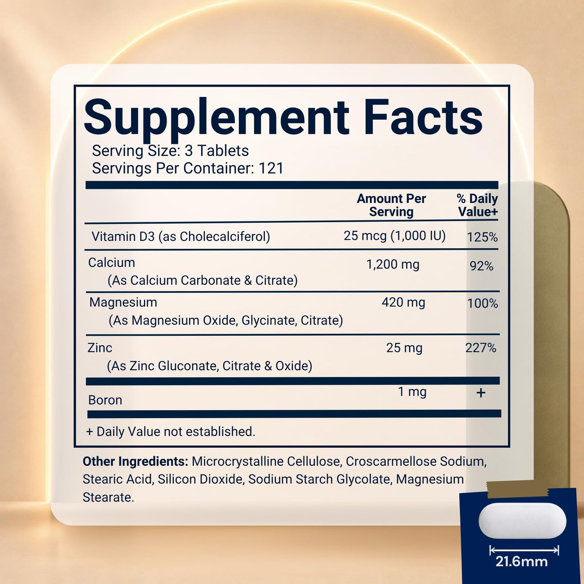 Calcium Magnesium Zinc D3 Boron 365 Coated Tablets Supplement R8738