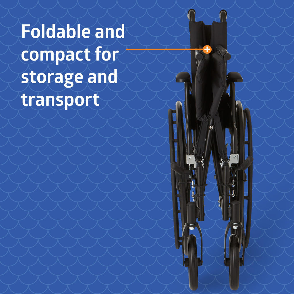 Lightweight Wheelchair with 18" Wide Seat and 300 lb. Weight Capacity V613