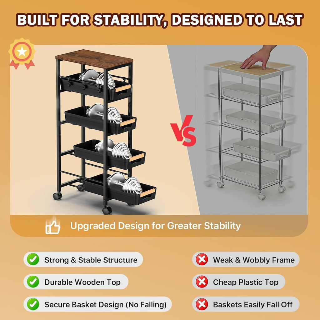 Slim Storage Cart with Wheels T898233