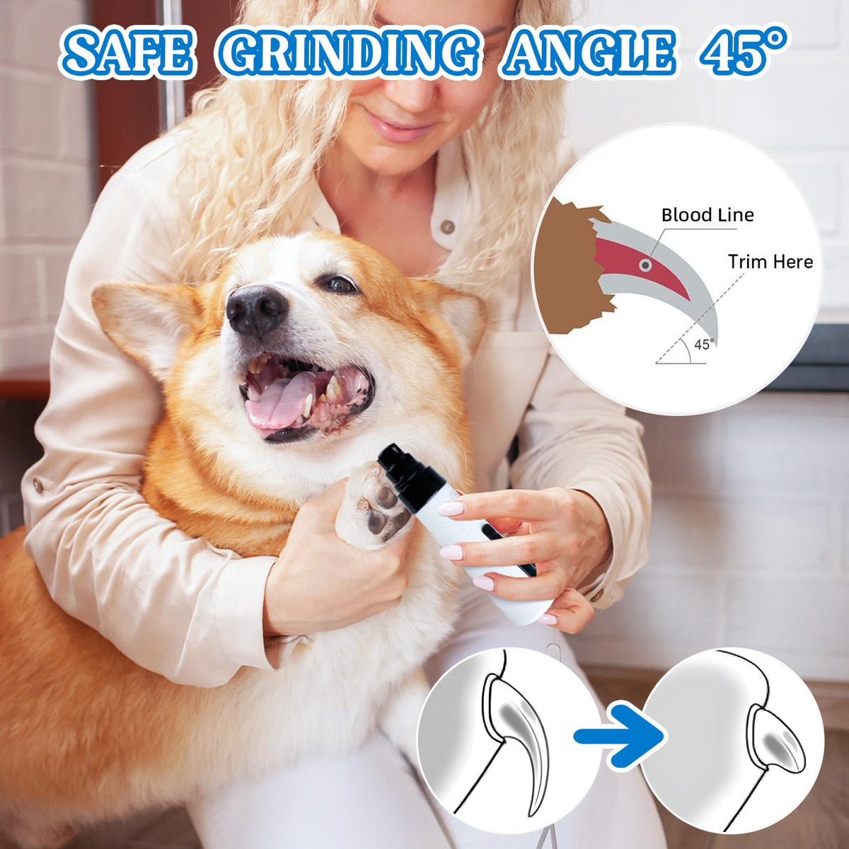 2-Speed Rechargeable Quiet Electric Pet Nail Grinder D9905